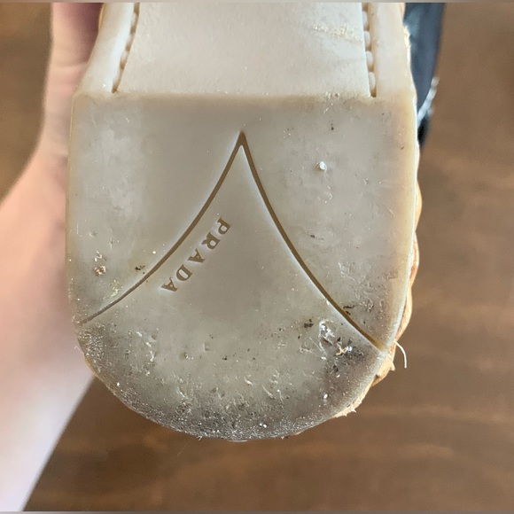 Prada Wicker Wedge Leather Sandals Size 8 US - Picture 7 of 8